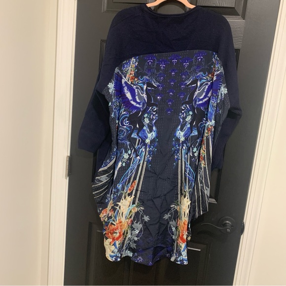 Camilla | Mare Mystique Marino Wool & Silk V Neck Jumper With Print Back | Sz OS - Picture 12 of 17